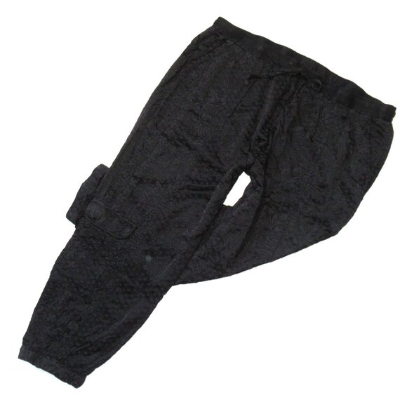 NWT Johnny Was Ulla Satin Pull-on Jogger in Black Embroidered Pants XL - Picture 1 of 8